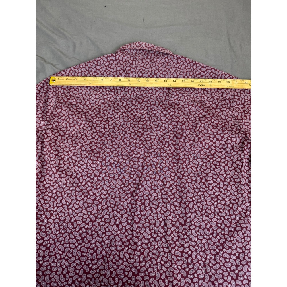 Wrangler Wrancher Mens XXL Burgundy Paisley Western Snap Long Sleeve Shirt - Picture 5 of 16